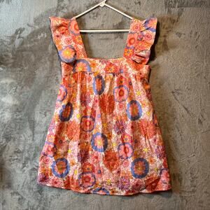 Tuckernuck x Cameran Eubanks Wimberly Floral Flutter Sleeve Dress Linen Blend MD